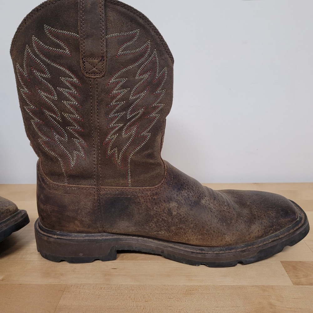 Ariat Work Groundbreaker Boots Mens 11EE Brown Leather Square Toe EH 10020059 - Picture 11 of 16